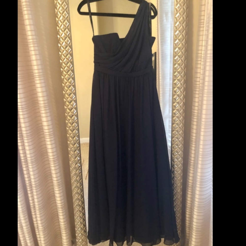 Alfred Angelo size 8 one shoulder navy dress